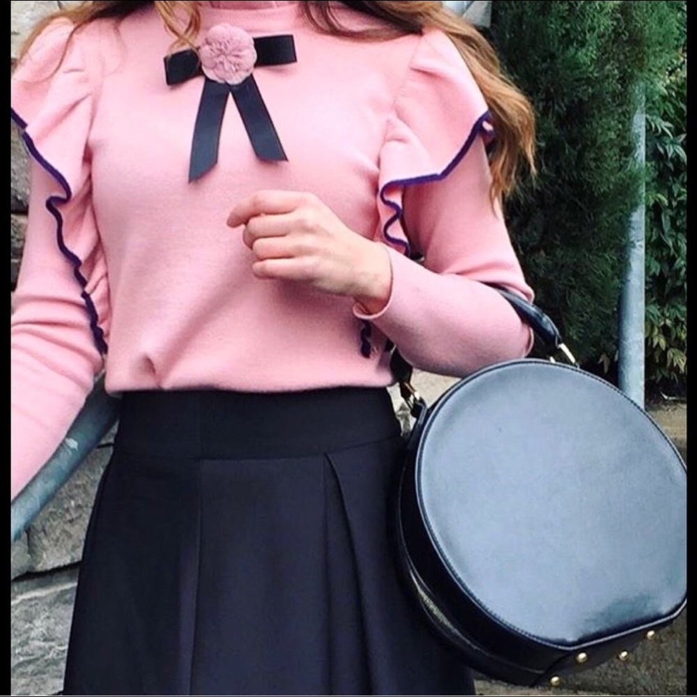 Hat box satchel bag w/ shoulder strap